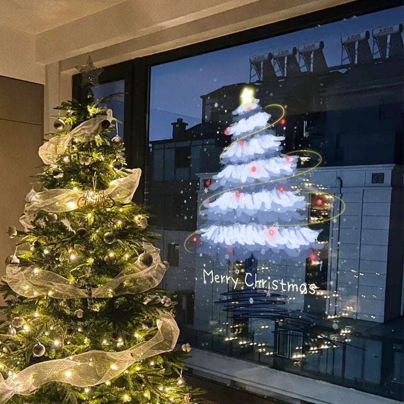 2026 New Year Christmas Glass Stickers Christmas Tree Uv Window Glass Decoration Layout Electrostatic Window Stickers Window Stickers - Image 3